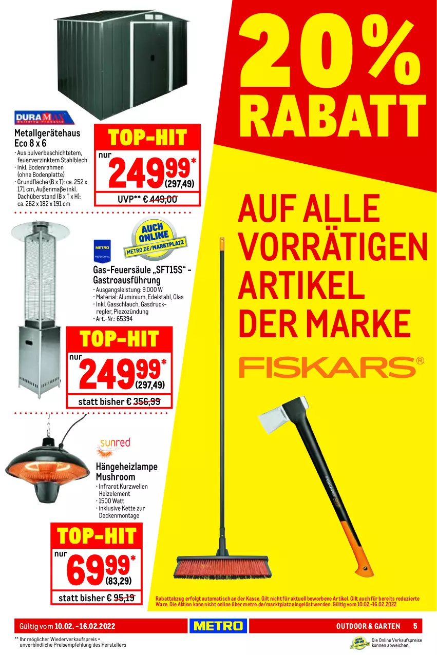 Aktueller Prospekt Metro - NonFood - von 10.02 bis 16.02.2022 - strona 5 - produkty: auto, Bodenplatte, decke, edelstahl, eis, elle, erde, Garten, Kette, Lampe, latte, LG, Metro, reis, Ria, schlauch, teller, Ti, tisch, top-hit