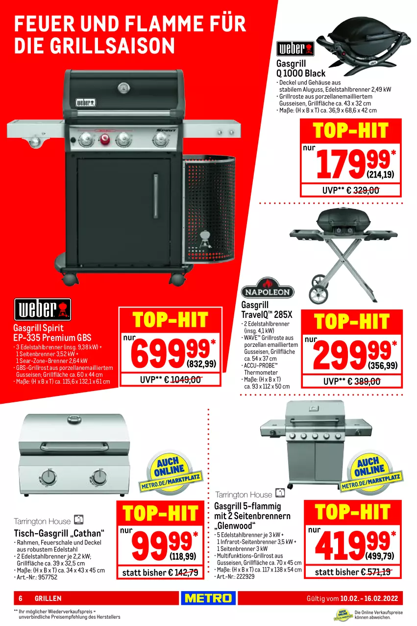 Aktueller Prospekt Metro - NonFood - von 10.02 bis 16.02.2022 - strona 6 - produkty: ACC, decke, Deckel, edelstahl, eis, elle, feuerschale, gasgrill, grill, grillfläche, grillrost, lack, lamm, reis, Schal, Schale, teller, thermometer, Ti, tisch, top-hit