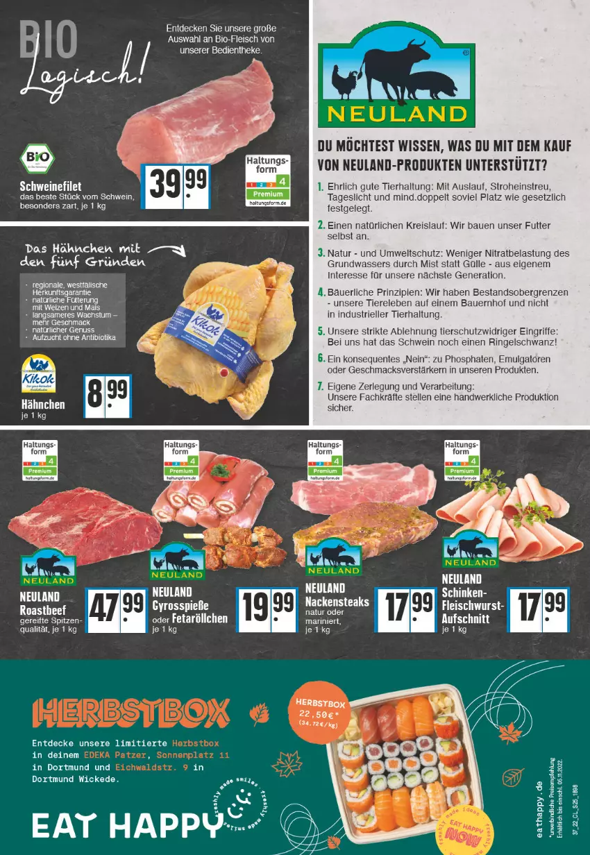 Aktueller Prospekt Edeka - Angebote der Woche - von 12.09 bis 17.09.2022 - strona 25 - produkty: auer, Bau, Bauer, bio, decke, eis, elle, ente, filet, fleisch, fleischwurst, LG, mac, mais, Nackensteak, nackensteaks, natur, nuss, reis, rel, ring, schwein, schweine, schweinefilet, steak, steaks, tee, Ti, Tiere, wasser, wein, weine, WICK, wurst