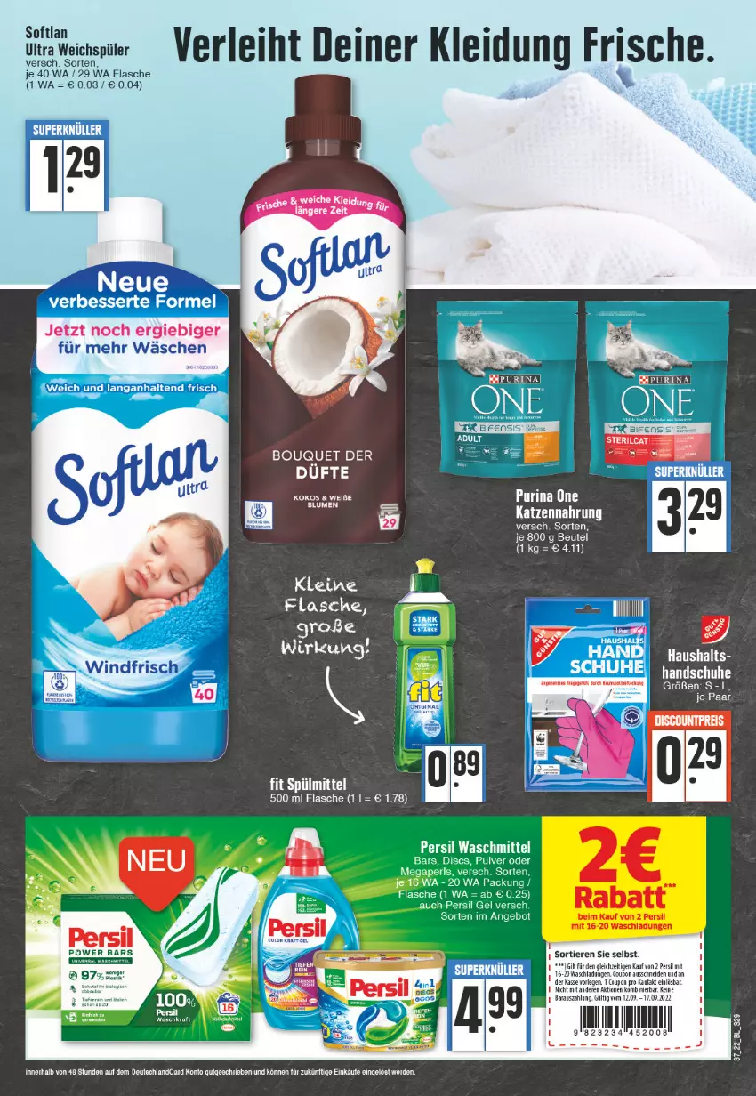 Aktueller Prospekt Edeka - Angebote der Woche - von 12.09 bis 17.09.2022 - strona 29 - produkty: beutel, blume, blumen, coupon, erde, flasche, katzennahrung, kleid, Kleidung, kokos, persil, purina, Softlan, spülmittel, Ti, Tiere