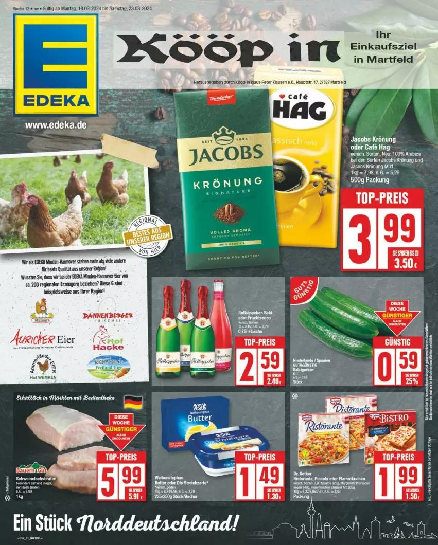 Aktueller Prospekt Edeka - Prospekte - von 18.03 bis 23.03.2024 - strona 1 - produkty: Berger, deka, eis, elle, jacobs, jacobs krönung, tee, Ti