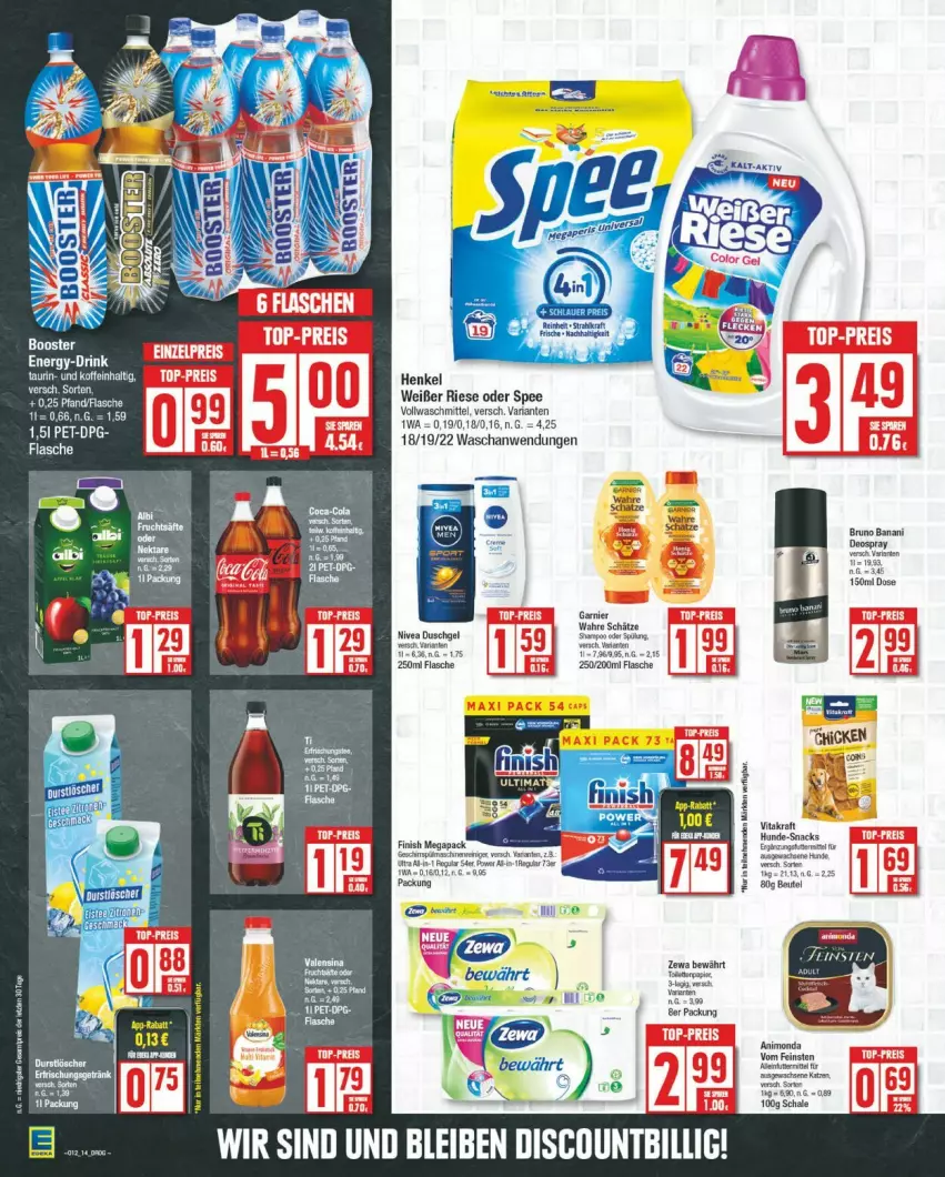 Aktueller Prospekt Edeka - Prospekte - von 18.03 bis 23.03.2024 - strona 14 - produkty: Bau, beutel, bruno banani, dell, deo, deospray, duschgel, Finish, flasche, henkel, kraft, nivea, Ria, Schal, Schale, snack, snacks, spee, Ti, vita, vitakraft, vollwaschmittel, Wahre Schätze, waschmittel, zewa