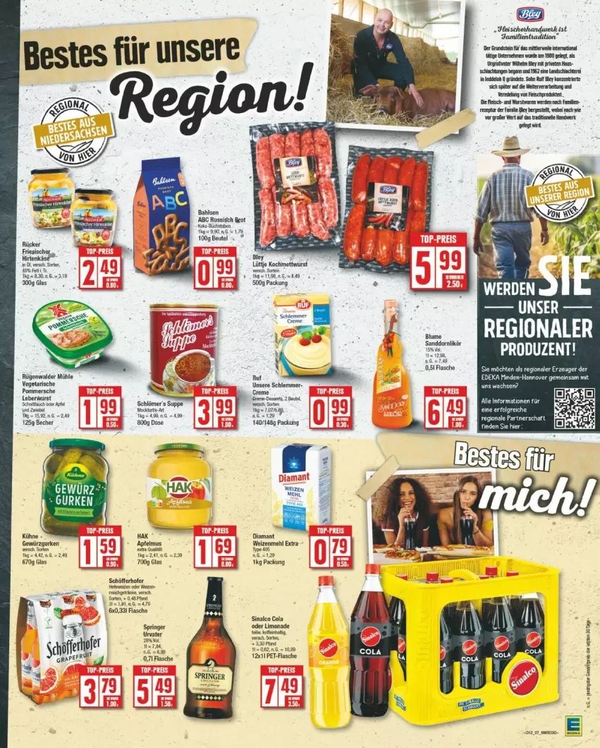 Aktueller Prospekt Edeka - Prospekte - von 18.03 bis 23.03.2024 - strona 7 - produkty: bahlsen, Becher, beutel, buch, cola, flasche, gewürz, Gewürzgurke, gewürzgurken, gurke, gurken, Kühne, limo, limonade, mehl, pet-flasche, ring, rosen, schöfferhofer, sinalco, urvater