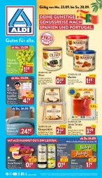 Gazetka promocyjna Aldi Nord - Von Montag - Gazetka - ważna od 28.09 do 28.09.2024 - strona 1 - produkty: aldi, balisto, Becher, bett, bettwäsche, brustfilet, dessert, ehrmann, Ehrmann Grand Dessert, eis, filet, garnitur, gin, hähnchenbrust, hähnchenbrustfilet, jamón serrano, Käse, mandel, mandeln, mars, nuss, olive, oliven, pils, pilsener, radler, reis, Schal, Schale, schinken, serrano, Spezi, steiner, tafeltrauben, Ti, trauben, warsteiner, ZTE