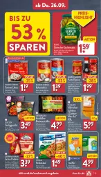 Gazetka promocyjna Aldi Nord - Von Montag - Gazetka - ważna od 28.09 do 28.09.2024 - strona 29 - produkty: aldi, angebot, angebote, bamboo, braten, bratwurst, curry, eis, elle, fertiggericht, flasche, grana, grana padano, gurke, gurken, gurkensalat, Holz, Käse, kochschinken, kokos, kokosmilch, Kühne, mac, milch, milram, nudel, nudeln, padano, pute, Rana, Reibekäse, reis, salat, Sambal Oelek, sauce, schinken, Schmelzkäse, schmelzkäsezubereitung, soja, sojasauce, swiffer, teller, Ti, wurst, Yo, YouCook