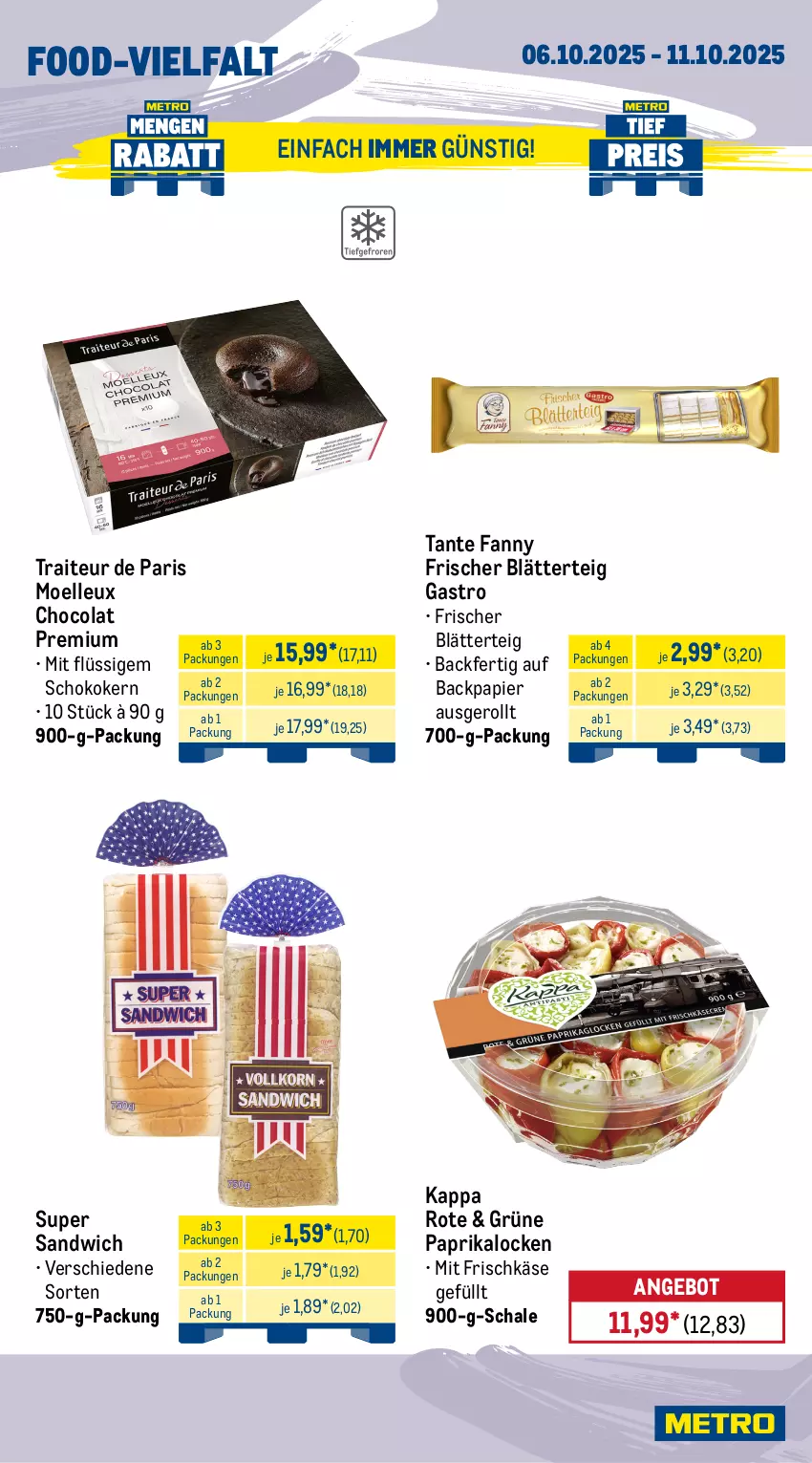 Aktueller Prospekt Metro - Wochen-Angebote Gastro - von 06.10 bis 11.10.2025 - strona 12 - produkty: angebot, blätterteig, cola, eis, elle, flasche, frischkäse, gewürz, gewürzketchup, heinz, Hela, kappa, Käse, ketchup, mayonnaise, mehl, mondamin, papier, paprika, peperoni, Peroni, reis, ring, salat, sandwich, Schal, Schale, schoko, tante fanny, Ti, tiefpreis, Yo