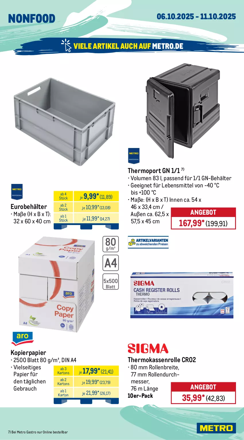 Aktueller Prospekt Metro - Wochen-Angebote Gastro - von 06.10 bis 11.10.2025 - strona 19 - produkty: angebot, Behälter, Brei, din a4, kopierpapier, lebensmittel, messer, Metro, metro gastro, papier, Rauch, Ti