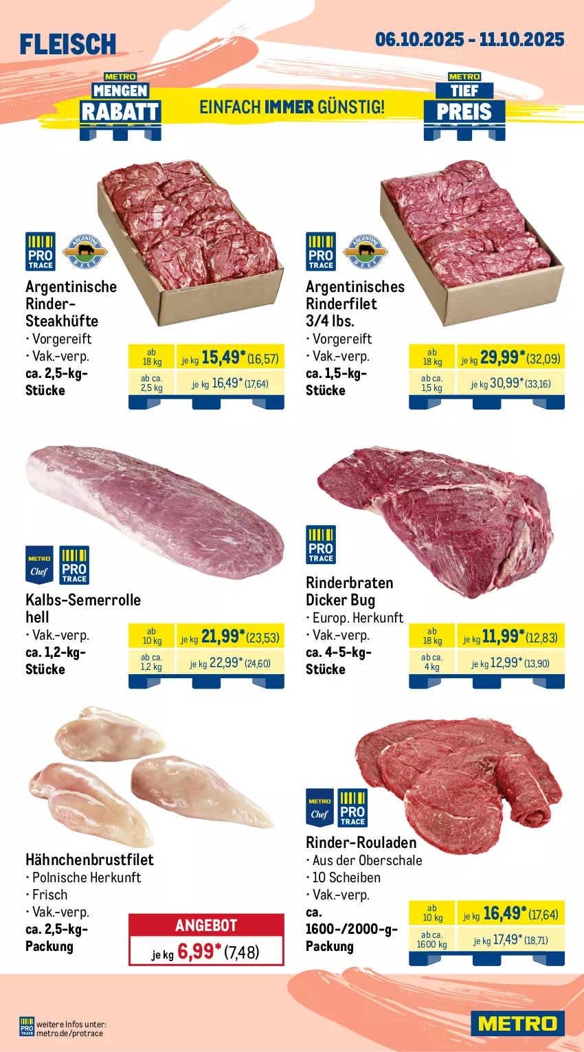 Aktueller Prospekt Metro - Wochen-Angebote Gastro - von 06.10 bis 11.10.2025 - strona 2 - produkty: angebot, braten, brustfilet, eis, filet, fleisch, hähnchenbrust, hähnchenbrustfilet, Kette, lachs, lamm, Metro, rind, rinder, rinder-rouladen, rinderbraten, rinderfilet, Rindersteak, rouladen, Schal, Schale, schnitzel, schwein, schweine, Schweinelachs, schweinenacken, steak, steakhüfte, Ti, wein, weine