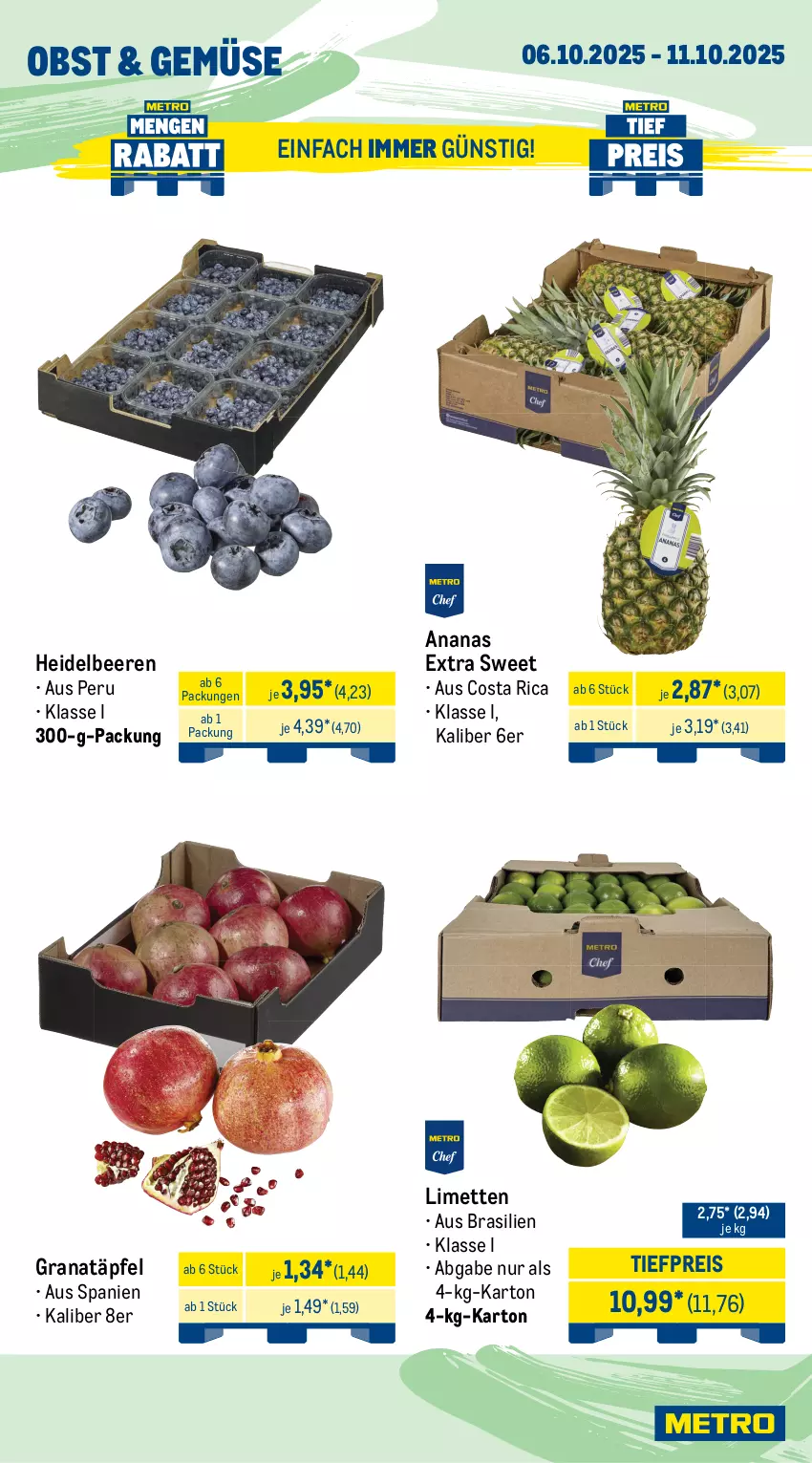 Aktueller Prospekt Metro - Wochen-Angebote Gastro - von 06.10 bis 11.10.2025 - strona 7 - produkty: ananas, beere, beeren, beutel, Dorade, dorade royal, eis, filet, fisch, garnelen, grana, Granatäpfel, heidelbeere, heidelbeeren, lachs, limette, limetten, Metro, Mett, metten, obst, Rana, Räucherlachs, reis, Ti, tiefpreis, wolfsbarsch