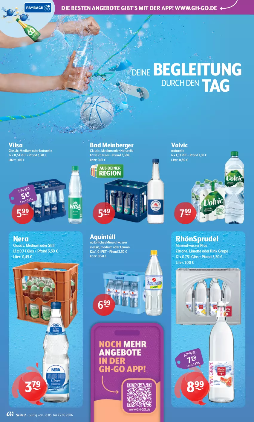 Aktueller Prospekt Getraenke Hoffmann - Prospekte - von 18.05 bis 23.05.2026 - strona 2 - produkty: Alwa, angebot, angebote, Bad, Berger, eis, elle, limette, Mett, mineralwasser, Mineralwasser Classic, natur, natürliches mineralwasser, rel, RhönSprudel, Sprudel, Ti, vilsa, volvic, wasser, zitrone