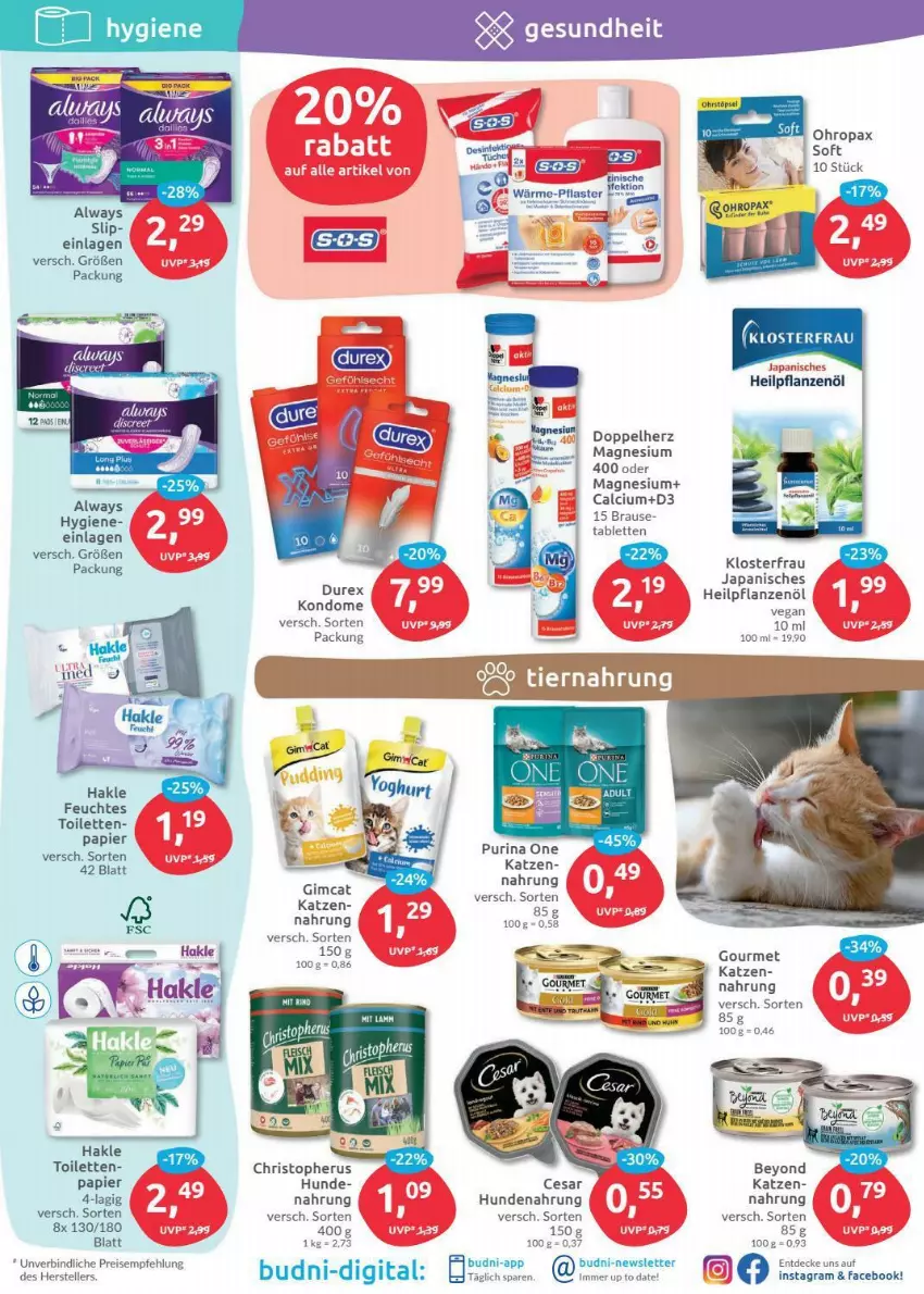 Aktueller Prospekt Budni - Prospekte - von 27.12 bis 31.12.2021 - strona 9 - produkty: Alwa, Always, brause, Calcium, dalli, decke, doppelherz, Durex, eis, elle, hakle, hundenahrung, Kondome, magnesium, magnesium 400, papier, Pax, pflanze, pflanzen, Pflanzenöl, pflaster, purina, reis, slip, tablet, tablett, Tablette, teller