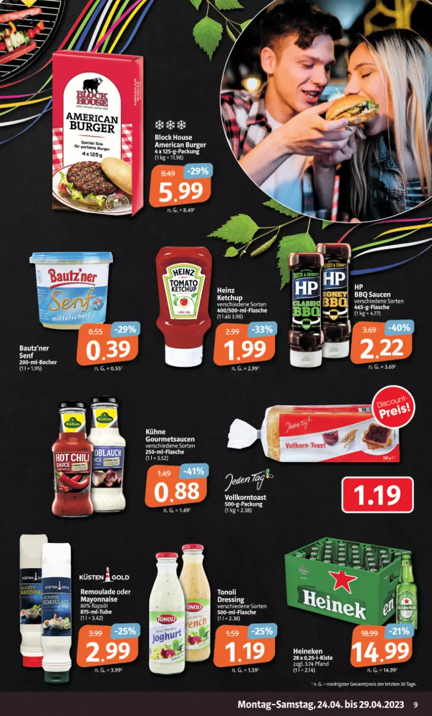 Aktueller Prospekt Markant - Prospekte - von 24.04 bis 29.04.2023 - strona 9 - produkty: burger, eis, flasche, mayonnaise, reis, remoulade, sauce, saucen, Yo, ZTE