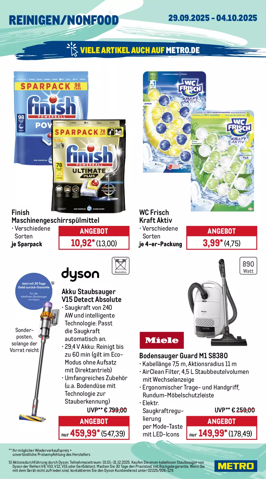 Aktueller Prospekt Metro - Wochen-Angebote - von 29.09 bis 04.10.2025 - strona 16 - produkty: akku, angebot, auto, backofen, Bau, beutel, bodensauger, Dyson, eis, eiswürfel, Elan, elle, ente, Finish, garraum, geschirr, geschirrspülmittel, glaskeramik, glaskeramik-kochfeld, Intel, keramik-kochfeld, kochfeld, kraft, kühlschrank, mac, Metro, möbel, Mode, Ofen, reis, rum, Schrank, sonderposten, Spektrum, spülmittel, staubbeutel, staubsauger, teller, Ti, Tiere, tisch, wasser, wassertank, wc frisch, WC Frisch Kraft Aktiv, würfel