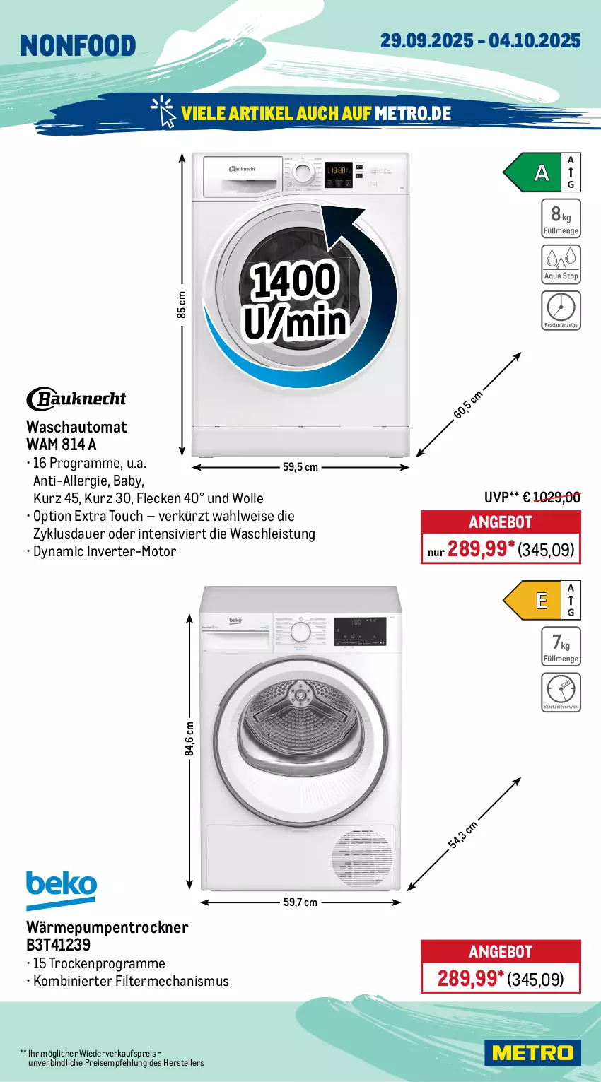 Aktueller Prospekt Metro - Wochen-Angebote - von 29.09 bis 04.10.2025 - strona 18 - produkty: angebot, auer, auto, eis, elle, espresso, garraum, grill, induktionskochfeld, kaffee, kaffeeautomat, kochfeld, Metro, mikrowelle, milch, milchaufschäumer, nespresso, reis, senf, tasse, teller, Ti, timer, Trockner, wärmepumpentrockner, wolle
