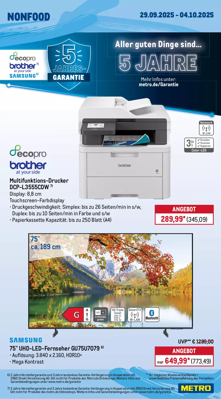 Aktueller Prospekt Metro - Wochen-Angebote - von 29.09 bis 04.10.2025 - strona 23 - produkty: angebot, drucker, eis, elle, fernseher, Metro, papier, reis, sim, teller, Ti, touchscreen, uhd