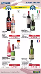 Gazetka promocyjna Metro - Wochen-Angebote - Gazetka - ważna od 04.10 do 04.10.2025 - strona 15 - produkty: Alwa, amaro, angebot, aperitivo rosato, bacardi, bacardi rum, bügel, bügelflasche, burger, doppio passo, ecco, eis, flasche, flensburger, frucht, fruchtsecco, gerolsteine, gerolsteiner, getränk, getränke, Holz, mineralwasser, Palette, passo, Peroni, pils, pilsener, primitivo, rama, ramazzott, ramazzotti, reis, rosato, rotkäppchen, rum, sac, sekt, steiner, Ti, trauben, wasser, zott