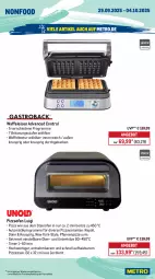 Gazetka promocyjna Metro - Wochen-Angebote - Gazetka - ważna od 04.10 do 04.10.2025 - strona 20 - produkty: angebot, auto, drink, eis, elle, geback, gefrierfach, geschirr, gin, Gläser, LG, Metro, mikrowelle, Ofen, pfanne, pfannen, pizza, Pizzaofen, reis, Ria, saft, spülmaschinen, steinofen, teller, Ti, timer, Waffeleisen, Yo