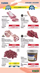 Gazetka promocyjna Metro - Wochen-Angebote - Gazetka - ważna od 04.10 do 04.10.2025 - strona 3 - produkty: angebot, auer, beef, braten, eimer, eis, entrecôte, Flanksteak, fleisch, geschnetzeltes, gulasch, gyros, Kugel, marinade, Metro, natur, reis, rind, rinder, rinder-rouladen, roastbeef, rouladen, Schal, Schale, schinken, schnitten, schwein, schweine, schweinerücken, steak, steakhüfte, Ti, tiefpreis, wein, weine, whiskey, Zelt