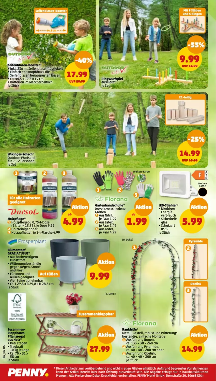 Aktueller Prospekt Penny - Prospekte - von 17.04 bis 22.04.2023 - strona 14 - produkty: batterie, batterien, eis, elle, flasche, Garten, handschuhe, Holz, LG, Rauch, reiniger, reis, schuhe, Seife, senf, Ti, ZTE