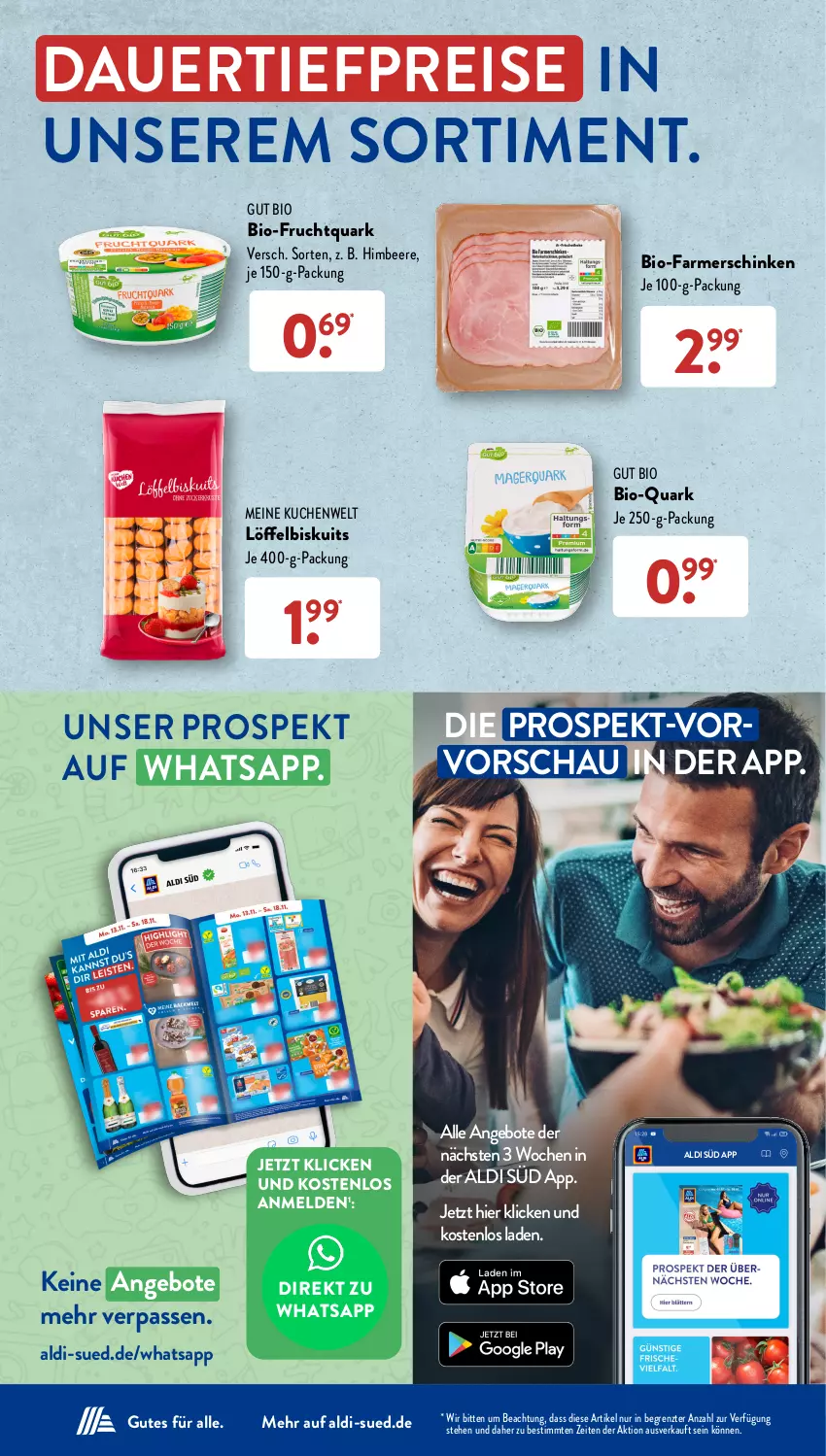 Aktueller Prospekt AldiSud - NÄCHSTE WOCHE - von 30.10 bis 04.11.2023 - strona 3 - produkty: aldi, angebot, angebote, auer, beere, bio, dauertiefpreis, eis, farmerschinken, frucht, Fruchtquark, himbeer, himbeere, je 250-g-packung, kuchen, Löffel, Löffelbiskuits, quark, reis, schinken, Ti, tiefpreis, ZTE