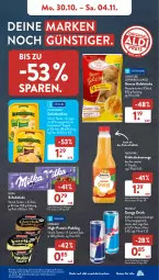 Gazetka promocyjna AldiSud - NÄCHSTE WOCHE - Gazetka - ważna od 04.11 do 04.11.2023 - strona 7 - produkty: aldi, alle artikel ohne dekoration, Becher, brötchen, caramel, coppenrath, dekoration, drink, ehrmann, eis, energy drink, erfrischungsgetränk, flasche, getränk, gin, Goldstücke, Käse, leerdammer, milka, milka schokolade, orange, oreo, pudding, red bull, reis, schoko, schokolade, Ti, valensina, weizenbrötchen, ZTE