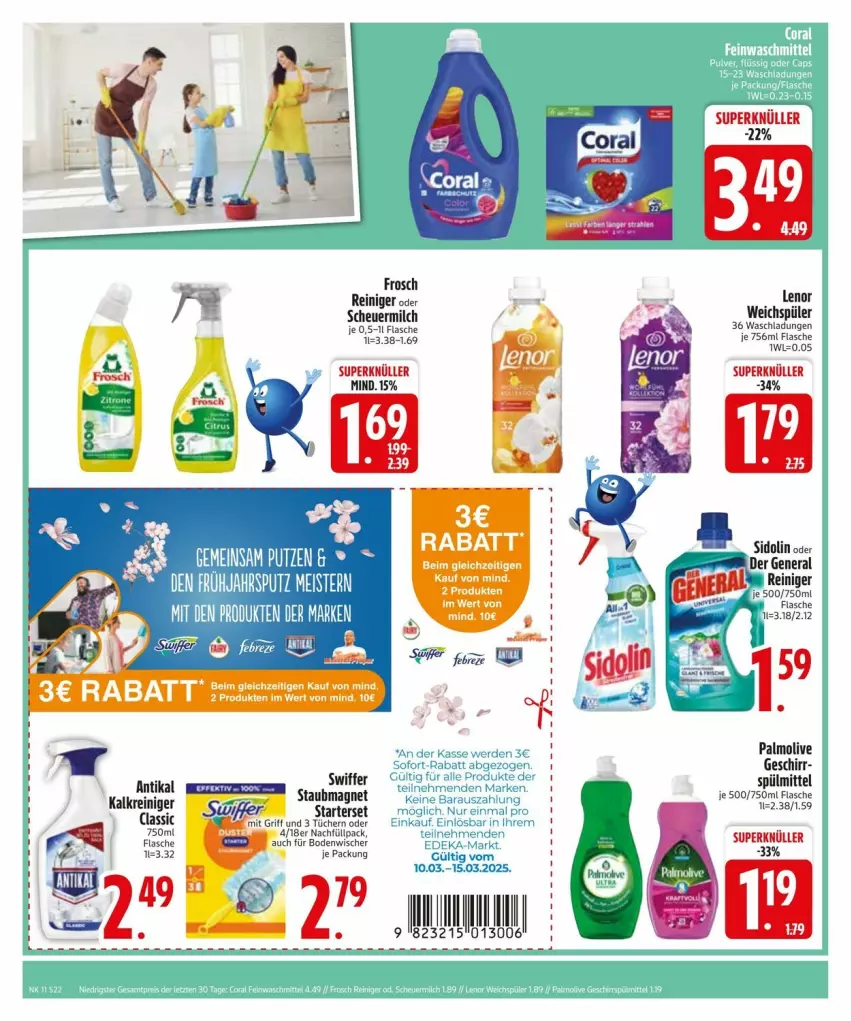 Aktueller Prospekt Edeka - Prospekte - von 10.03 bis 17.03.2025 - strona 24 - produkty: bodenwischer, flasche, Frosch, geschirr, Heu, lenor, milch, olive, palmolive, reiniger, scheuermilch, spülmittel, Ti, weichspüler