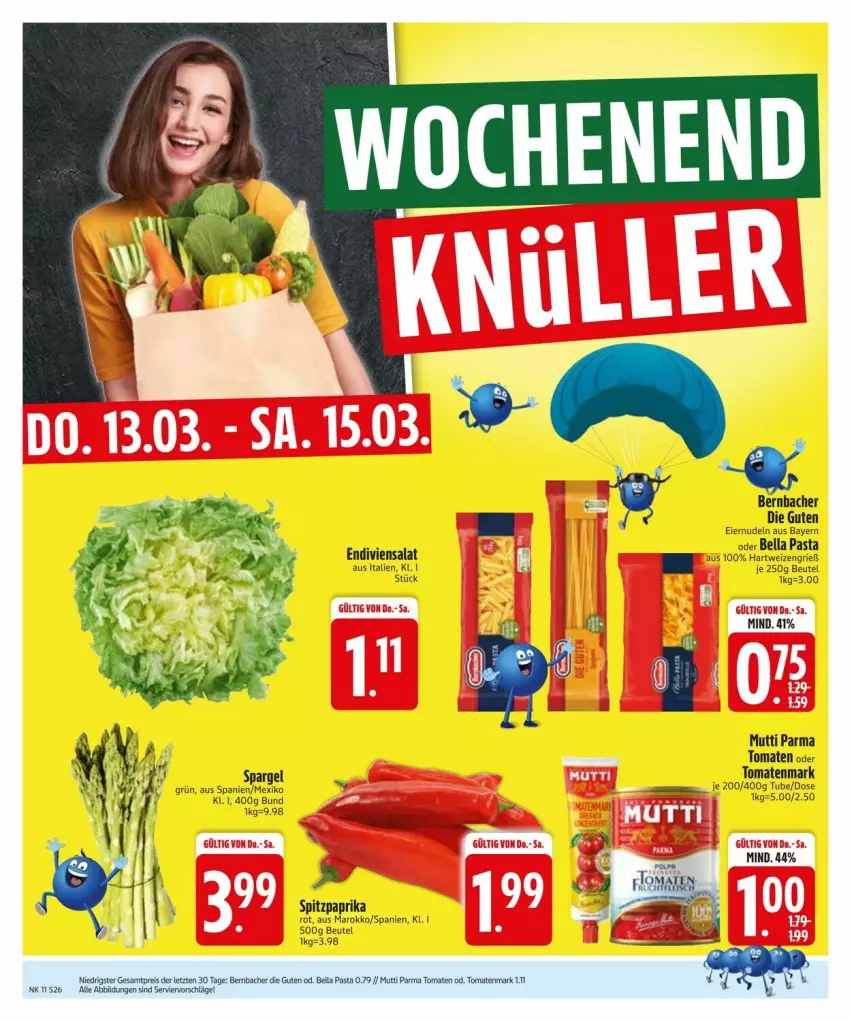 Aktueller Prospekt Edeka - Prospekte - von 10.03 bis 17.03.2025 - strona 28 - produkty: ball, bernbacher, beutel, eier, eiernudeln, eis, hartweizen, Mutti, nudel, nudeln, paprika, paprika rot, pasta, reis, salat, spargel, Spitzpaprika, Ti, tomate, tomaten, tomatenmark