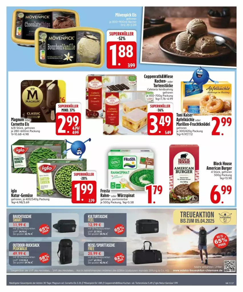 Aktueller Prospekt Edeka - Prospekte - von 10.03 bis 17.03.2025 - strona 9 - produkty: asti, bohne, bourbon, burger, cola, coppenrath, cornetto, eis, frosta, frucht, Knödel, kuchen, natur, spinat, Ti