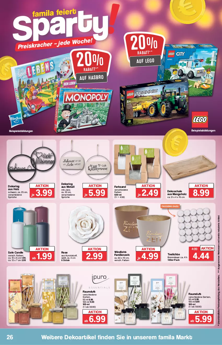 Aktueller Prospekt Famila - Prospekte - von 02.01 bis 06.01.2024 - strona 26 - produkty: auer, beispielabbildung, Dekoschale, eis, elle, Hasbro, Holz, mango, Raumduft, reis, ring, Schal, Schale, tee, Teelicht, teelichte, teller, Ti, windlicht