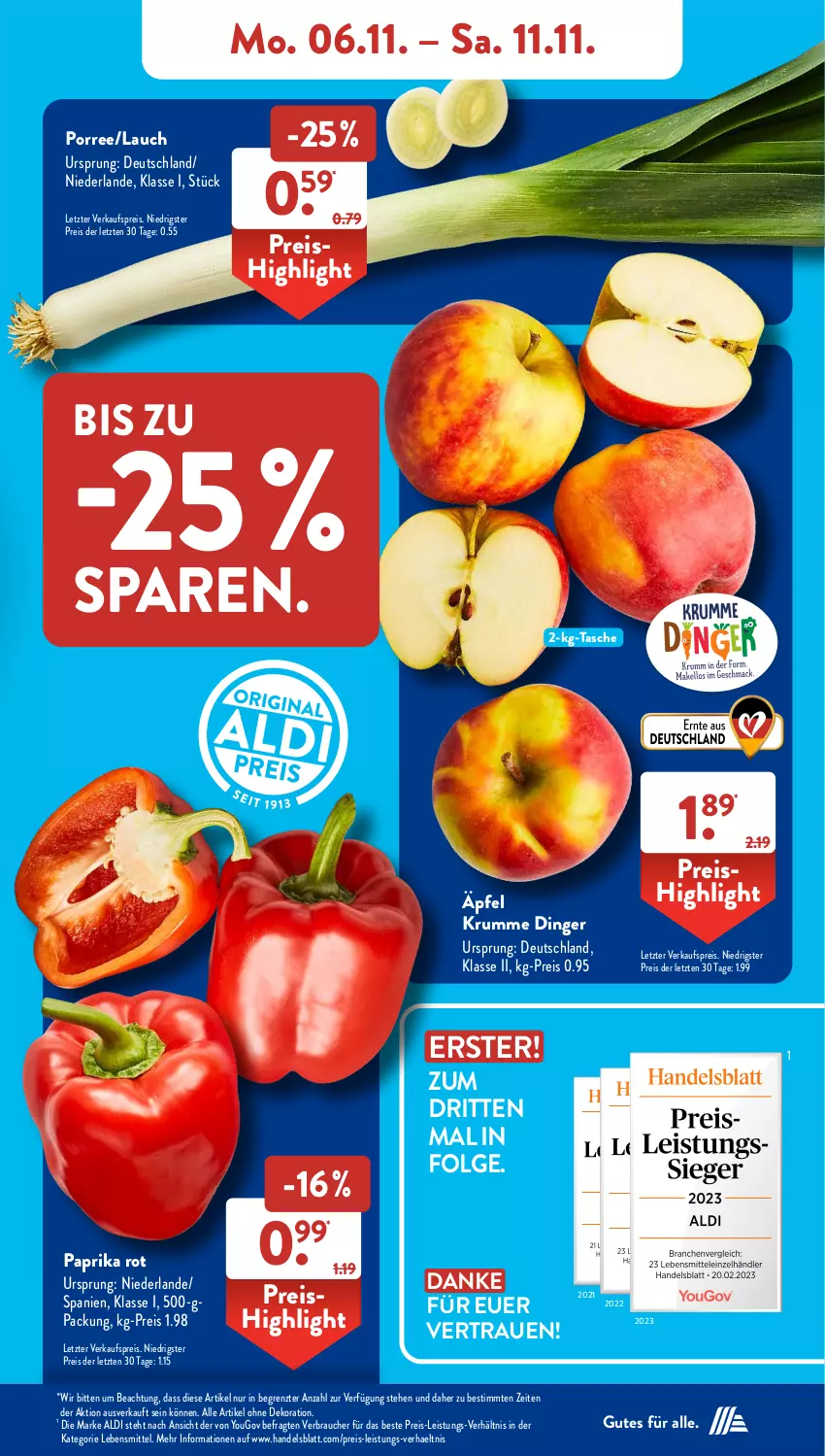 Aktueller Prospekt AldiSud - NÄCHSTE WOCHE - von 06.11 bis 11.11.2023 - strona 5 - produkty: aldi, alle artikel ohne dekoration, dekoration, eis, lebensmittel, LG, paprika, paprika rot, Rauch, reis, rum, Tasche, Ti, Yo, ZTE