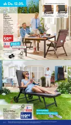 Gazetka promocyjna Aldi Nord - Aldi-Aktuell - Gazetka - ważna od 14.05 do 14.05.2022 - strona 24 - produkty: armlehnen, braun, eis, ente, gin, Holz, klappsessel, kunststoffgeflecht, Liege, möbel, reis, sessel, Ti, ZTE