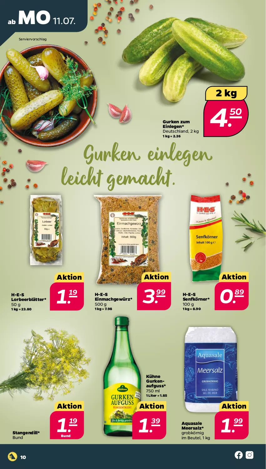 Aktueller Prospekt Netto - Woche 28 - von 11.07 bis 16.07.2022 - strona 10 - produkty: aqua, beutel, gewürz, gurke, gurken, Kühne, mac, meersalz, salz, senf, Ti