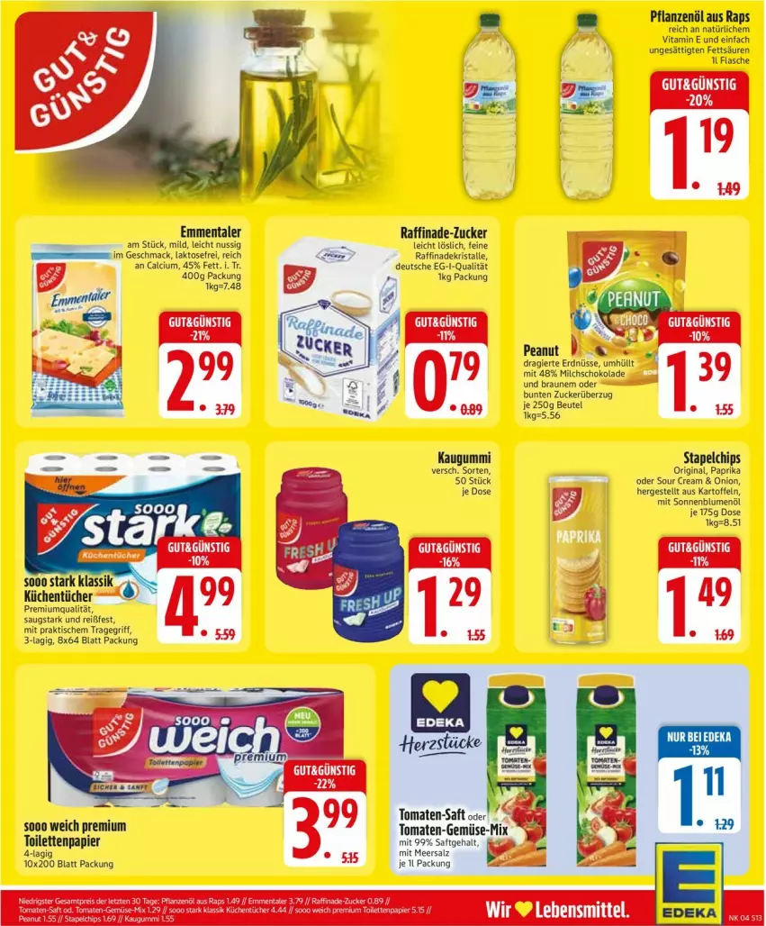 Aktueller Prospekt Edeka - Prospekte - von 20.01 bis 25.01.2025 - strona 15 - produkty: beutel, blume, blumen, blumenöl, braun, Calcium, chips, emmentaler, flasche, gin, kartoffel, kartoffeln, kaugummi, mac, meersalz, milch, nuss, paprika, pflanze, pflanzen, Pflanzenöl, saft, salz, schoko, schokolade, sonnenblume, sonnenblumen, sonnenblumenöl, sour cream, Ti, tisch, tomate, tomaten, tragegriff, vita, zucker