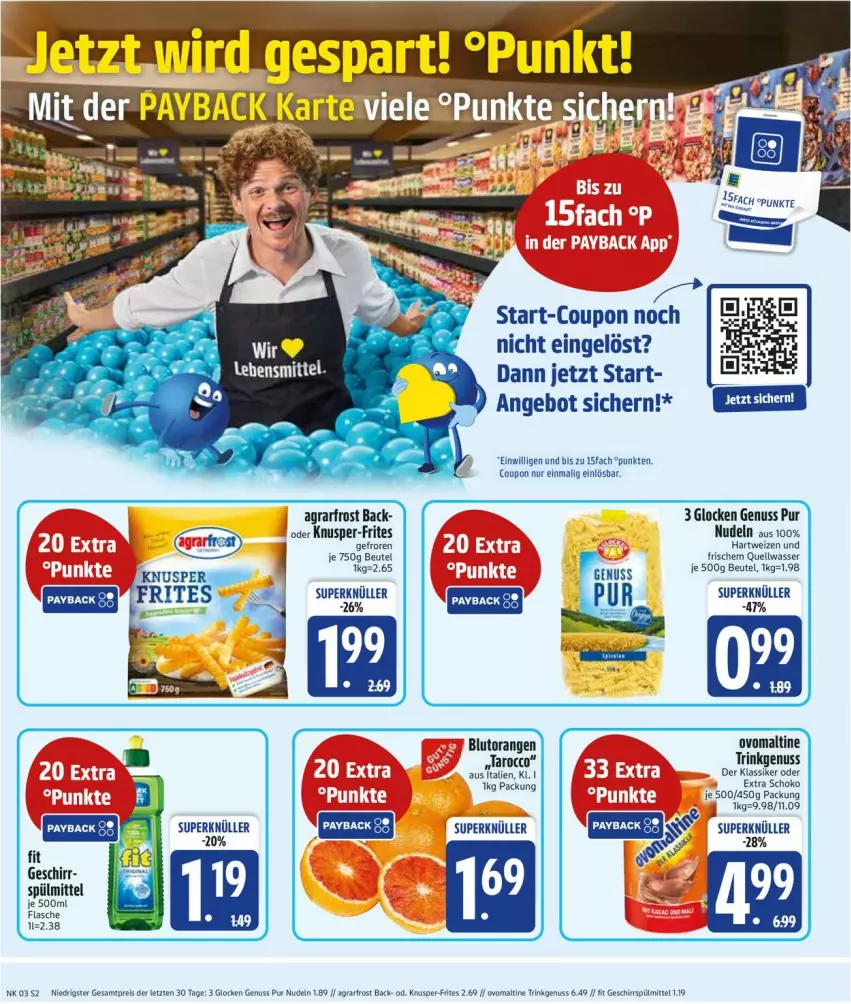 Aktueller Prospekt Edeka - Prospekte - von 20.01 bis 25.01.2025 - strona 4 - produkty: agrarfrost, angebot, beutel, Blutorange, coupon, eis, flasche, geschirr, geschirrspülmittel, hartweizen, LG, nudel, nudeln, nuss, orange, orangen, ovomaltine, reis, schoko, spülmittel, Ti, wasser, ZTE