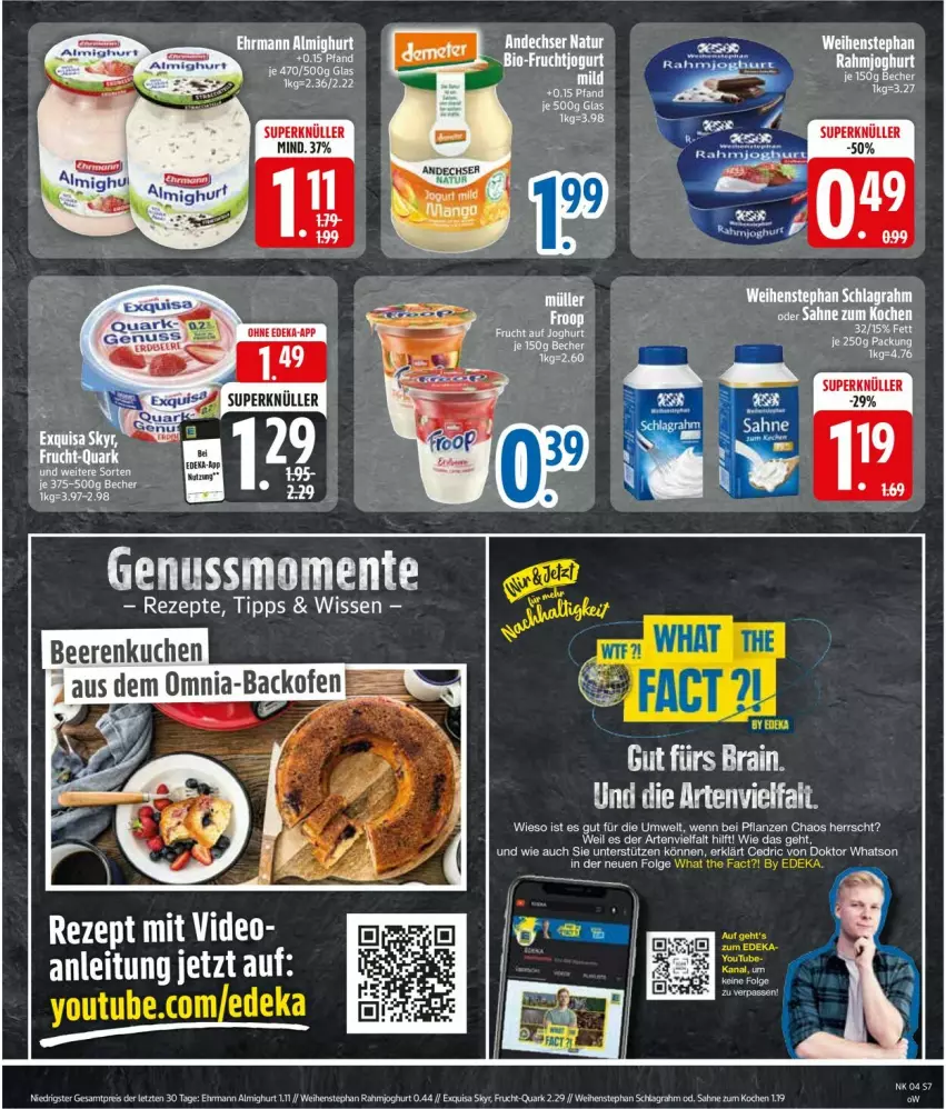 Aktueller Prospekt Edeka - Prospekte - von 20.01 bis 25.01.2025 - strona 9 - produkty: andechser natur, bier, deo, eier, ente, exquisa, frucht, natur, nuss, quark, rezept, rezepte, sahne, schlagrahm, Skyr, Ti, weihenstephan, ZTE