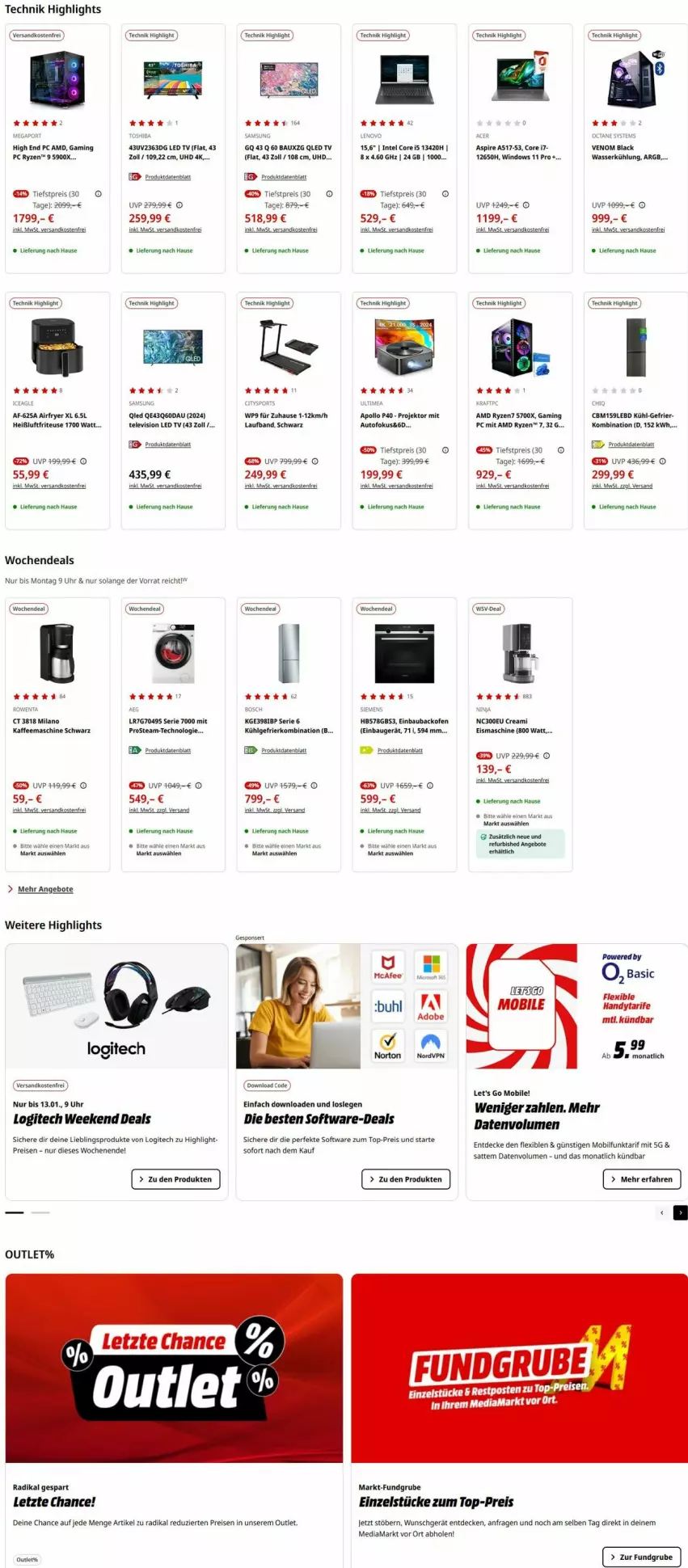 Aktueller Prospekt Media Markt - Prospekte - von 13.01 bis 26.01.2025 - strona 2 - produkty: Airfryer, angebot, angebote, auto, backofen, Bau, core i7, decke, einbaubackofen, eis, eismaschine, Handy, Intel, kraft, lack, led tv, logitech, mediamarkt, ndk, Ofen, qled, reis, rel, ryzen, Software, Ti, top-preis, uhd, uhr, versandkostenfrei, wasser, ZTE