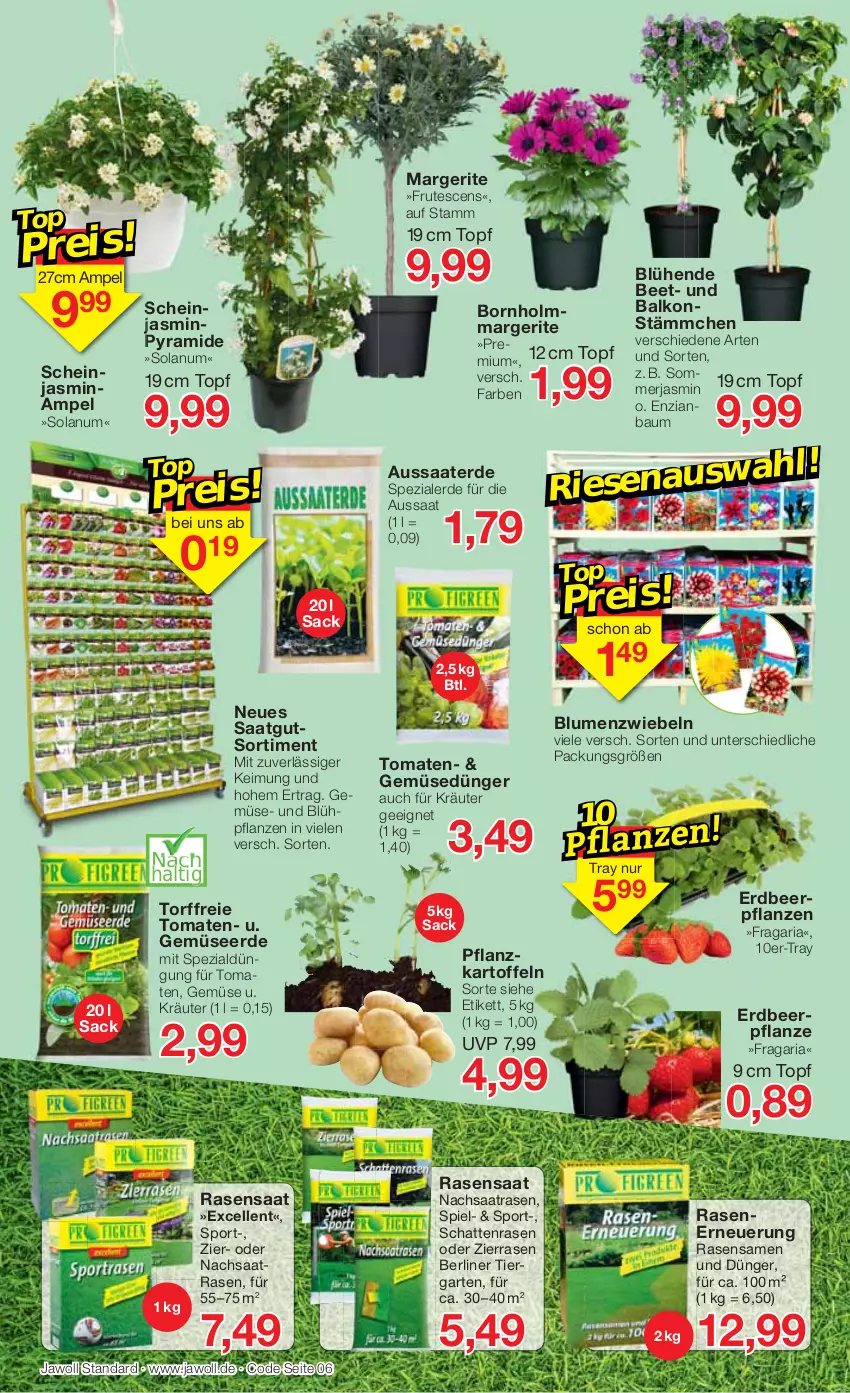 Aktueller Prospekt Jawoll - Prospekte - von 10.04 bis 16.04.2022 - strona 6 - produkty: Bau, berliner, blume, blumen, dünger, eis, elle, Erdbeerpflanze, erde, Garten, Gemüsedünger, Gemüseerde, HP, kartoffel, kartoffeln, kräuter, pflanze, pflanzen, Pflanzkartoffeln, rasen, rasensamen, reis, Ria, sac, Spezi, Sport, Ti, tomate, tomaten, topf, zwiebel, zwiebeln