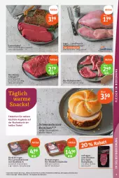 Gazetka promocyjna Tegut - Angebote der Woche - Gazetka - ważna od 14.10 do 14.10.2023 - strona 5 - produkty: angebot, angebote, bio, braten, bratwurst, brötchen, decke, dekoration, eintopf, eis, ente, fleisch, kalbskotelett, kotelett, lachs, lamm, landprimus, mac, natur, pute, putenbrust, reis, rind, rinder, rindfleisch, rum, rumpsteak, saft, schwein, schweine, schweinebraten, snack, snacks, steak, tafelspitz, Ti, tisch, topf, wein, weine, wurst