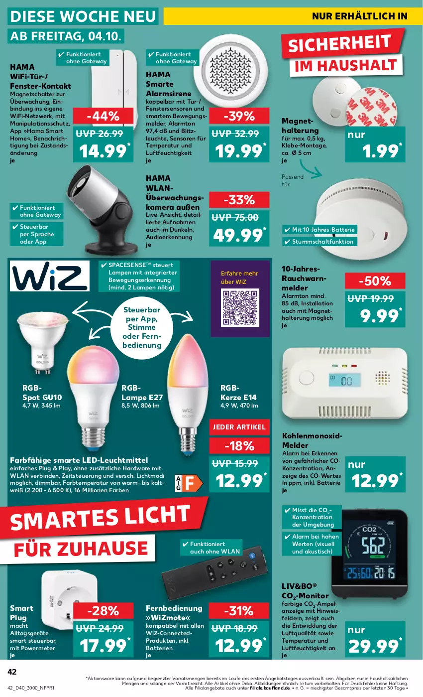 Aktueller Prospekt Kaufland - Prospekt - von 04.10 bis 09.10.2024 - strona 42 - produkty: angebot, angebote, batterie, batterien, binden, eis, Elan, fenster, fernbedienung, hama, hardware, kamera, kerze, Lampe, Leuchte, leuchtmittel, lion, mac, Magnets, monitor, Rauch, reis, Schal, Ti, tisch, WICK, ZTE