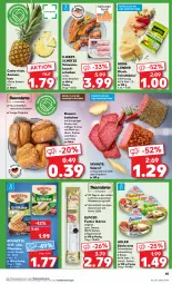 Gazetka promocyjna Kaufland - Prospekt - Gazetka - ważna od 09.10 do 09.10.2024 - strona 45 - produkty: ananas, angebot, angebote, auer, Bau, bauchscheiben, Bauer, brötchen, chili, creme, edelcreme, gin, grill, grünländer, Käse, kräuter, kräutern, mac, Mantel, mehl, natur, nuss, oder kräuter, Ofen, Ofenkäse, rouge, rougette, rum, saft, salami, Schmelzkäse, schmelzkäsezubereitung, schnittkäse, schwein, schweine, Schweinebauch, schweinebauchscheiben, Ti, tisch, wein, weine