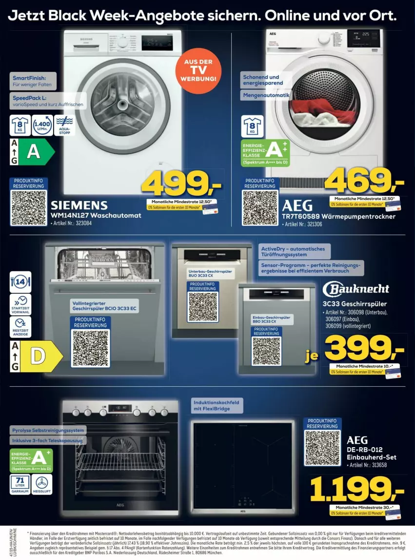 Aktueller Prospekt Euronics - Prospekte - von 20.11 bis 25.11.2023 - strona 10 - produkty: aeg, angebot, angebote, auto, black week, eier, Finish, geschirr, geschirrspüler, lack, Reinigung, siemens, spee, Teleskop, Ti, tisch