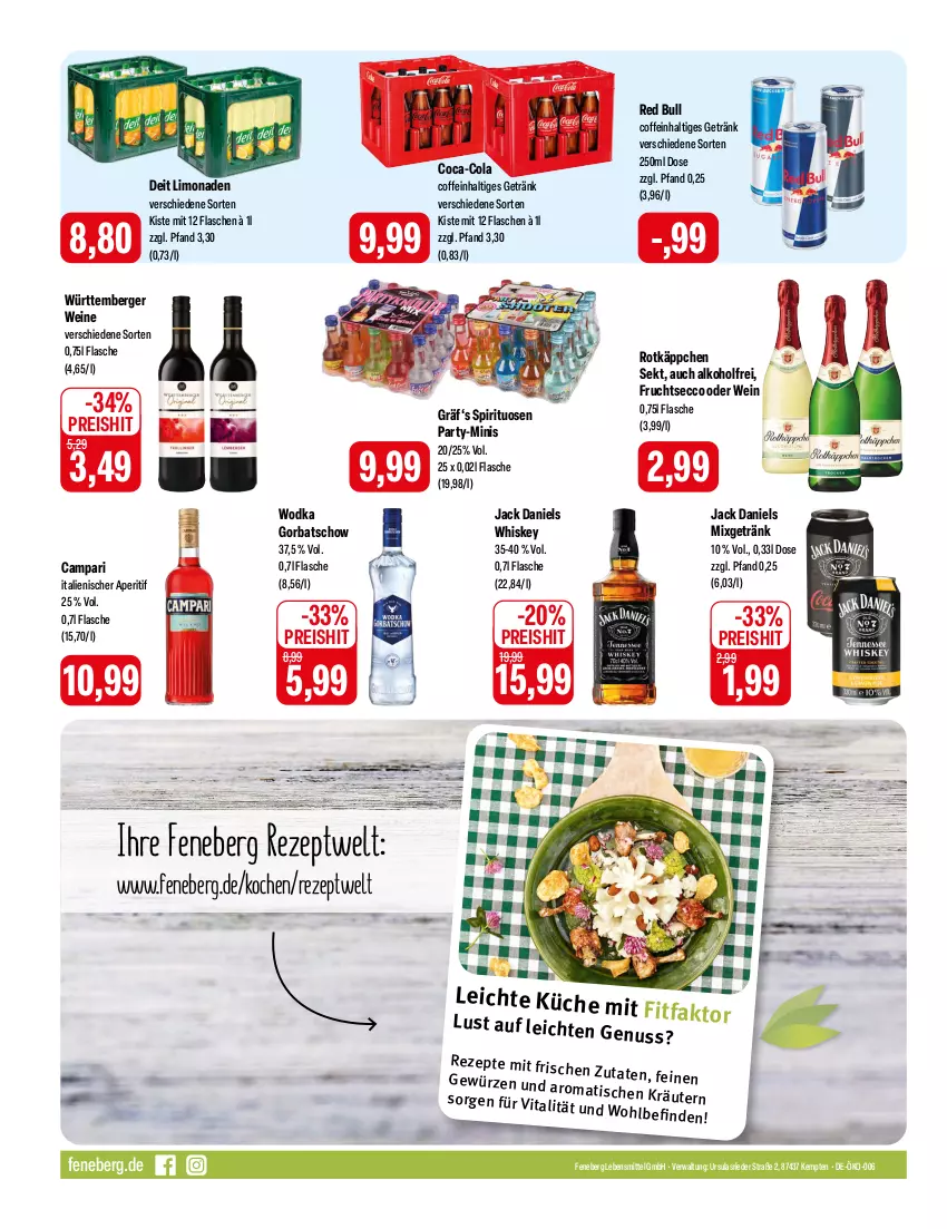 Aktueller Prospekt Feneberg - Prospekte - von 08.02 bis 10.02.2024 - strona 16 - produkty: alkohol, aperitif, Berger, campari, coca-cola, coffein, cola, deit, ecco, eis, flasche, frucht, fruchtsecco, getränk, gewürz, Gorbatschow, jack daniel, jack daniels, küche, lebensmittel, limo, limonade, limonaden, Mixgetränk, nuss, red bull, reis, rezept, rezepte, rotkäppchen, sekt, spirituosen, Ti, tisch, vita, wein, weine, whiskey, wodka