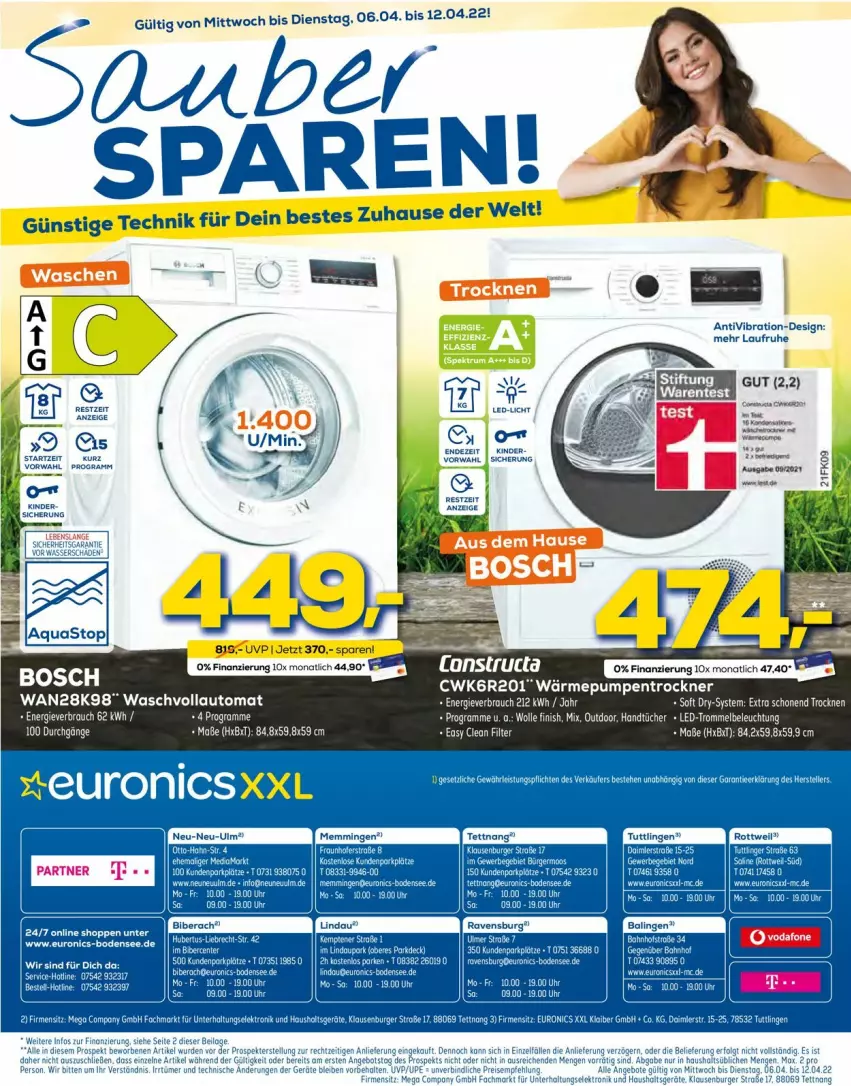 Aktueller Prospekt Euronics - Prospekte - von 06.04 bis 13.04.2022 - strona 16 - produkty: aeg, angebot, auto, braten, Elektro, Haushaltsgeräte, ilag, led-licht, LG, Ti, Trockner, tuc, wärmepumpentrockner, waschvollautomat