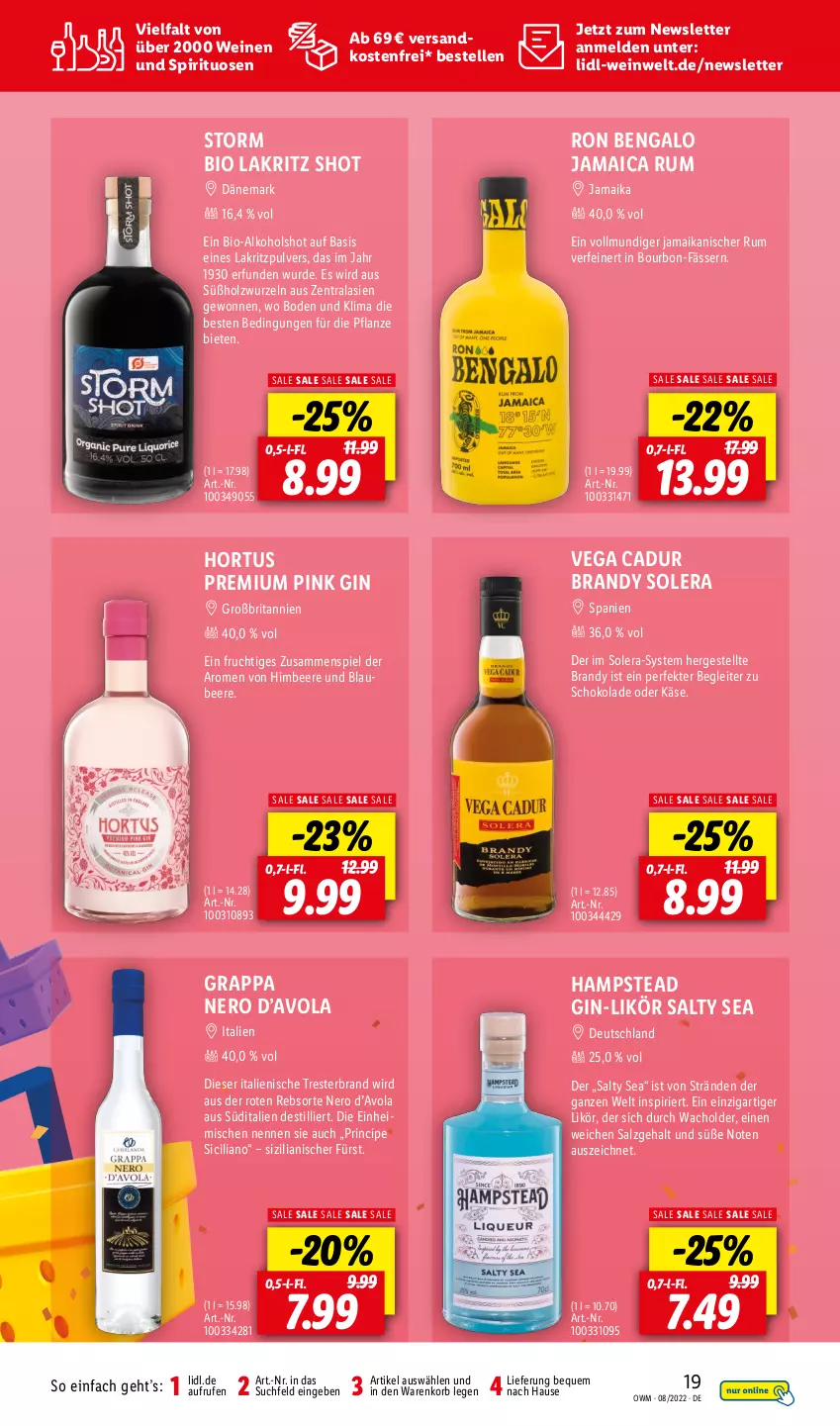 Aktueller Prospekt Lidl - Beste Weine für jeden Anlass - von 01.08 bis 31.08.2022 - strona 19 - produkty: alkohol, beere, bio, Blaubeer, blaubeere, bourbon, brita, elle, frucht, gin, grappa, himbeer, himbeere, Holz, Käse, korb, Lakritz, likör, ndk, nero, pflanze, rum, salz, schoko, schokolade, spirituosen, Ti, versandkostenfrei, wein, weine