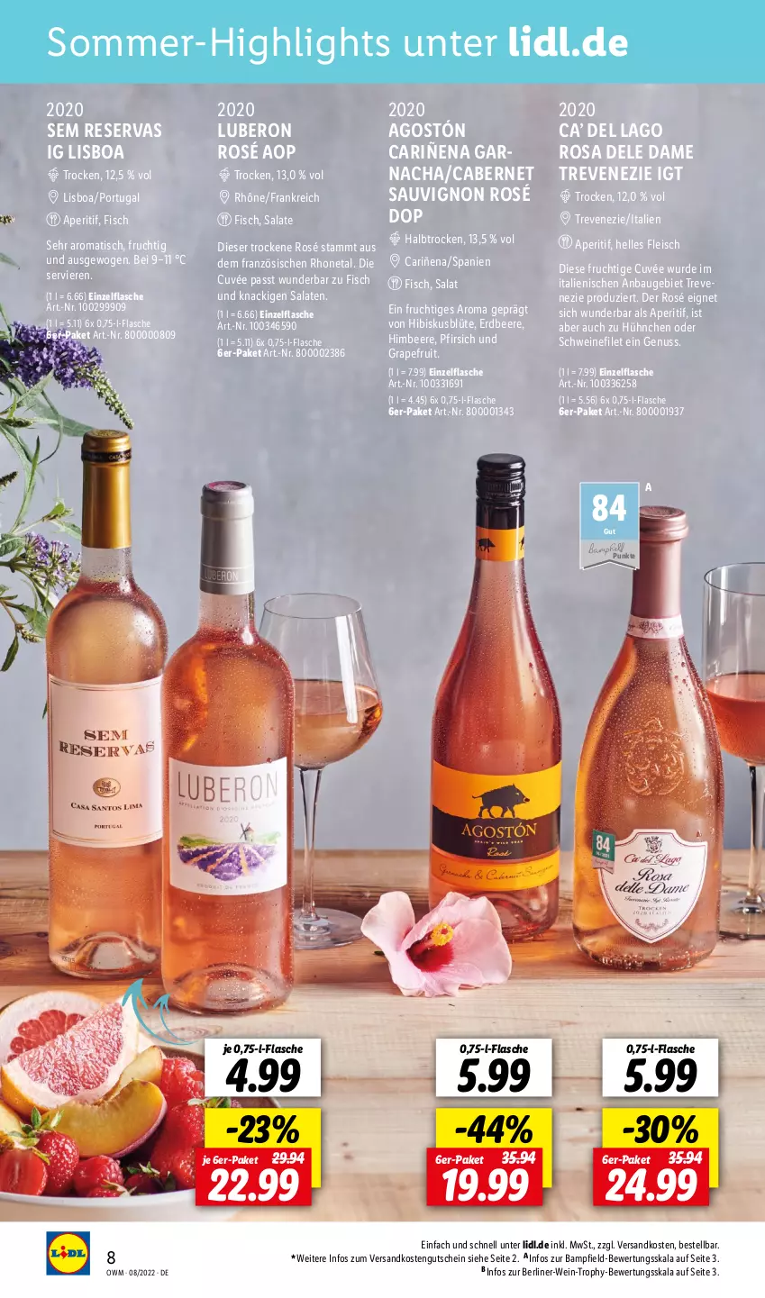 Aktueller Prospekt Lidl - Beste Weine für jeden Anlass - von 01.08 bis 31.08.2022 - strona 8 - produkty: aperitif, Bau, beere, berliner, Blüte, cabernet, cabernet sauvignon, cuvée, eis, elle, erdbeere, filet, fisch, flasche, fleisch, frucht, grapefruit, gutschein, himbeer, himbeere, ndk, nuss, pfirsich, salat, salate, sauvignon, schwein, schweine, schweinefilet, Ti, tisch, usb, wein, weine