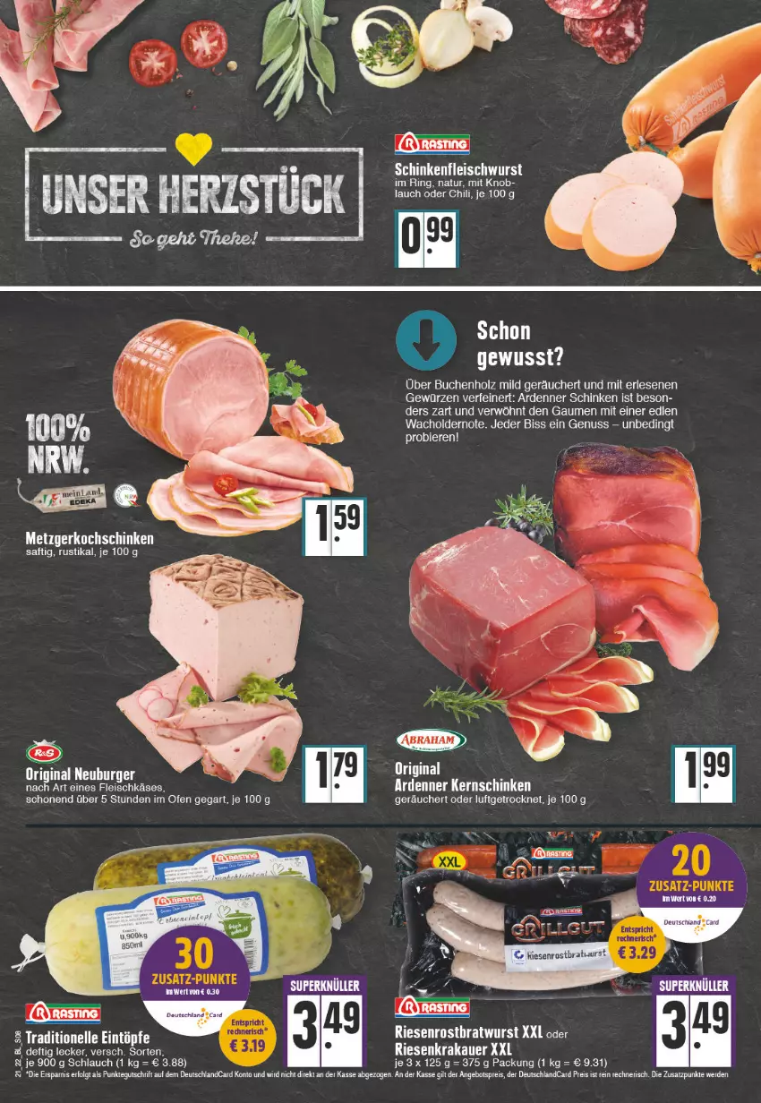 Aktueller Prospekt Edeka - Angebote der Woche - von 23.05 bis 28.05.2022 - strona 8 - produkty: auer, bratwurst, buch, chili, eier, eis, erde, fleisch, fleischkäse, fleischwurst, gewürz, gin, Holz, Käse, kochschinken, krakauer, LG, natur, nuss, Ofen, reis, ring, rostbratwurst, saft, schinken, schinkenfleischwurst, schlauch, Ti, Wella, wurst