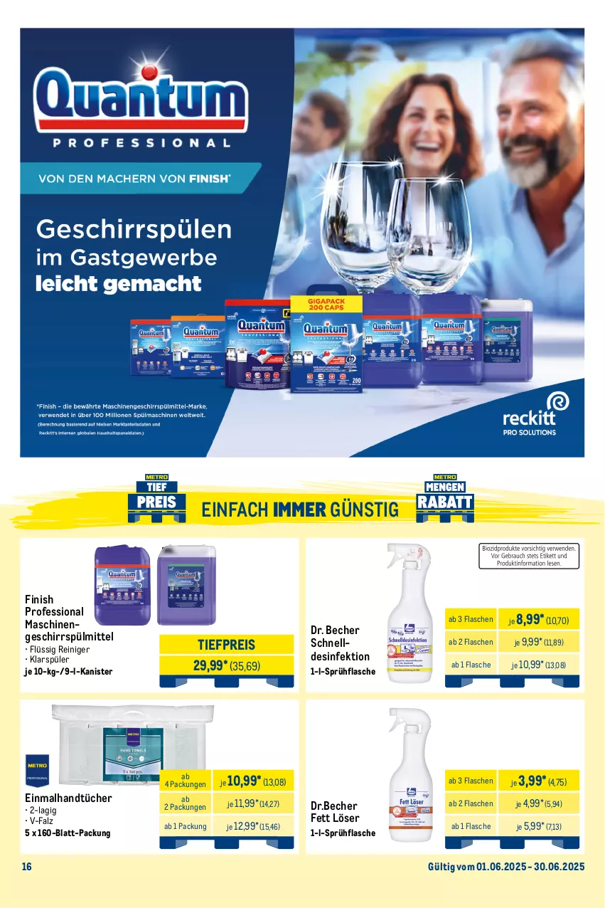 Aktueller Prospekt Metro - Monats-Menü - von 01.06 bis 30.06.2025 - strona 16 - produkty: Becher, Behälter, Desinfektion, Dr.Becher, edelstahl, Einmalhandtücher, eis, Elektro, elle, Finish, flasche, fritteuse, gefrierfach, geschirr, geschirrspülmittel, grill, grillfläche, grillplatte, handtücher, hocker, klarspüler, Kocher, kontaktgrill, latte, lebensmittel, LG, mikrowelle, reiniger, reis, sahne, Schal, schüssel, sprühflasche, spülmaschinen, spülmittel, thermostat, Ti, tiefpreis, tücher