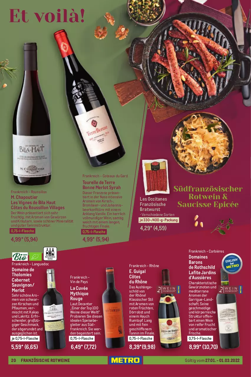 Aktueller Prospekt Metro - Wein köstlich kombiniert - von 27.01 bis 01.03.2022 - strona 20 - produkty: bier, Biere, bratwurst, cabernet, cabernet sauvignon, Côtes du Roussillon, cuvée, eis, elle, erde, flasche, frucht, früchte, früchten, gewürz, kakao, kirsch, kirsche, kirschen, konfitüre, kräuter, kräutern, Lakritz, mac, merl, merlot, obst, pflaume, pflaumen, rel, rotwein, rouge, rum, Rumtopf, sauvignon, Ti, tisch, topf, vanille, wein, weine, wurst