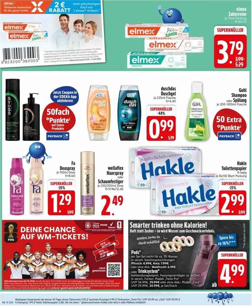 Aktueller Prospekt Edeka - Prospekte - von 06.04 bis 11.04.2026 - strona 22 - produkty: dell, deo, deospray, duschdas, duschgel, eis, elmex, frucht, Guhl, haarspray, hakle, mac, Mode, papier, pfirsich, reis, schaumfestiger, tee, Ti, toilettenpapier, wasser, Wella, wellaflex, ZTE, zucker