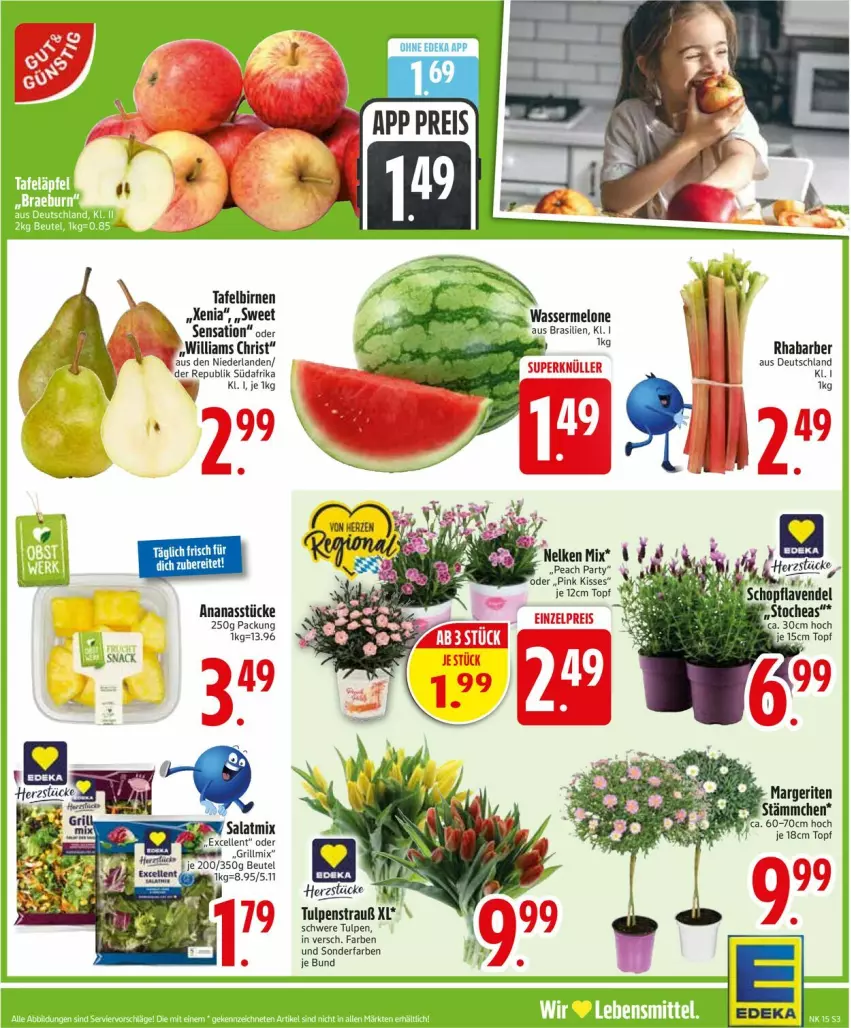 Aktueller Prospekt Edeka - Prospekte - von 06.04 bis 11.04.2026 - strona 5 - produkty: ananas, Ananasstücke, Birnen, deka, melone, rhabarber, tafelbirnen, Ti, topf, wasser, wassermelone